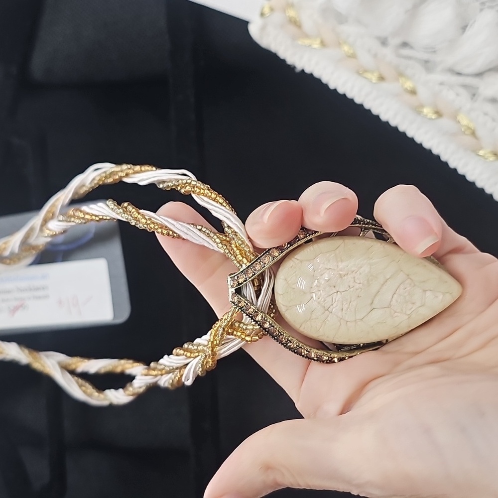 NWT Bohemian Cream Stone w/ Champagne Crystals and Beads